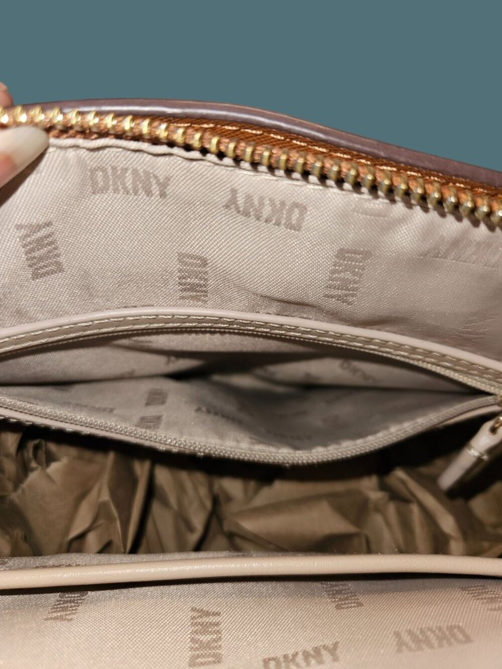 DKNY Logo Monogram Top Zip Chain Shoulder Bag - Picture 12 of 15